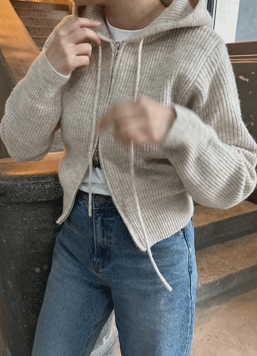 Essential Hood Knit / Beige